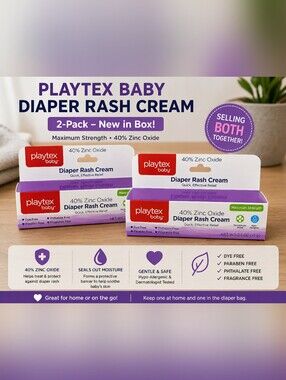 Playtex Baby Purple and White Diaper Rash Cream 2-Pack